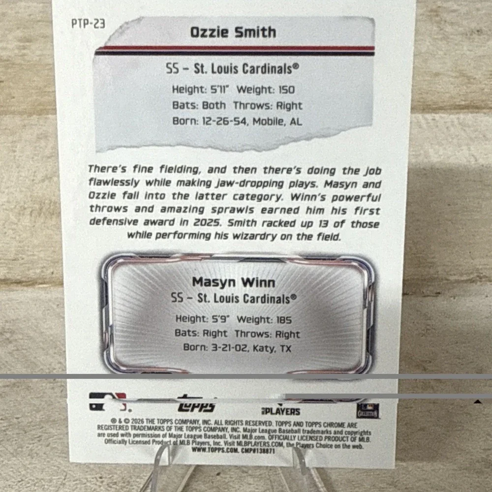 2026 Topps Chrome - Ozzie Smith Masyn Winn Past to Present St Louis Cardinals